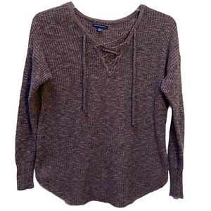 American Eagle Outfitters Lace-Up V-Neck Sweater